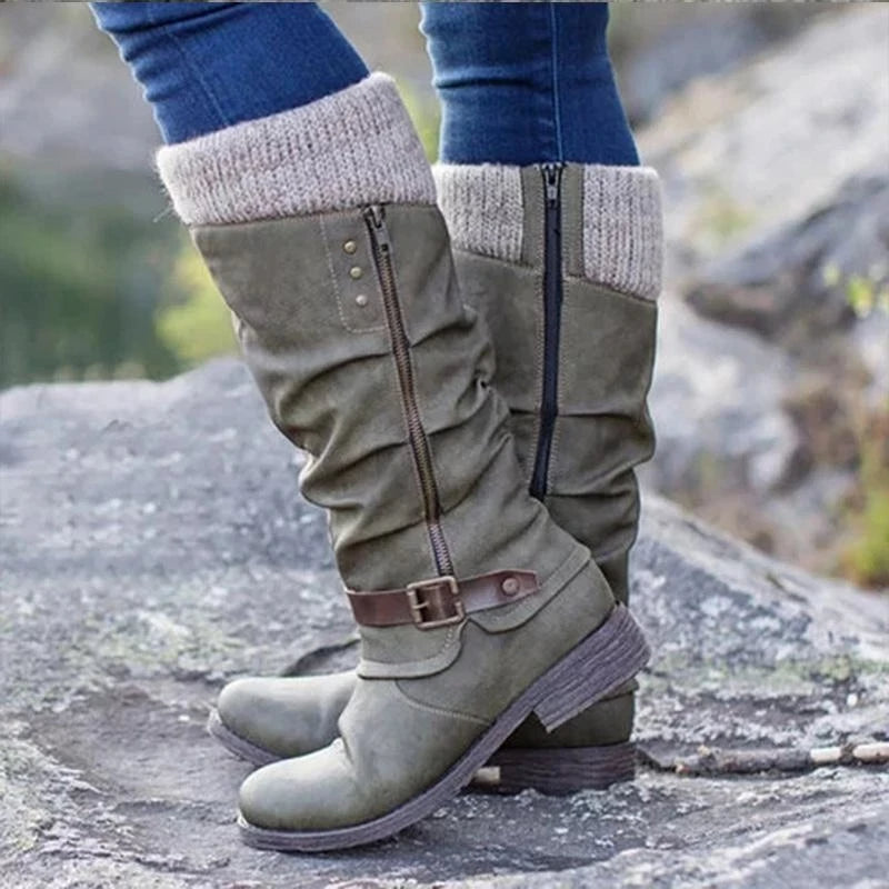 Heidi-Mode | Knielange Vegane Leder Winter Schneestiefel Für Damen Perfekt Für Den Winter