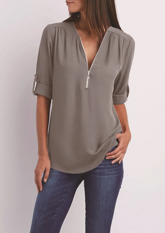Heidi-Mode | Elegante V-ausschnitt Bluse für Damen