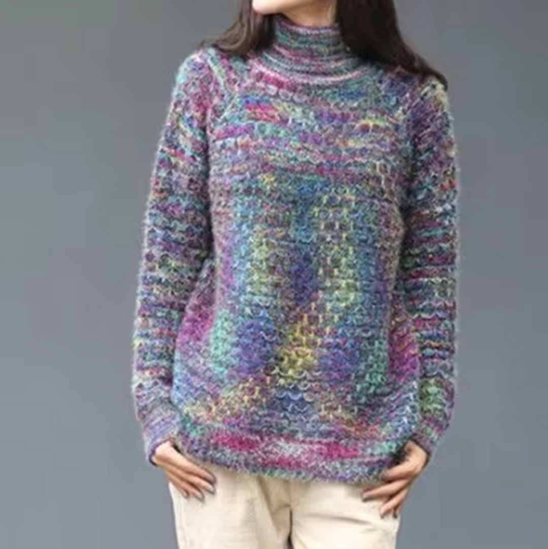 Gestreifter Pullover mit Tie-Dye-Muster