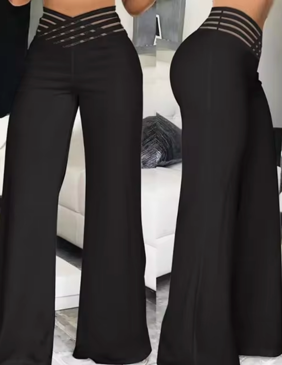 Heidi-Mode | Hochtaillierte Flachbund-Hose mit Überkreuzten Beinen