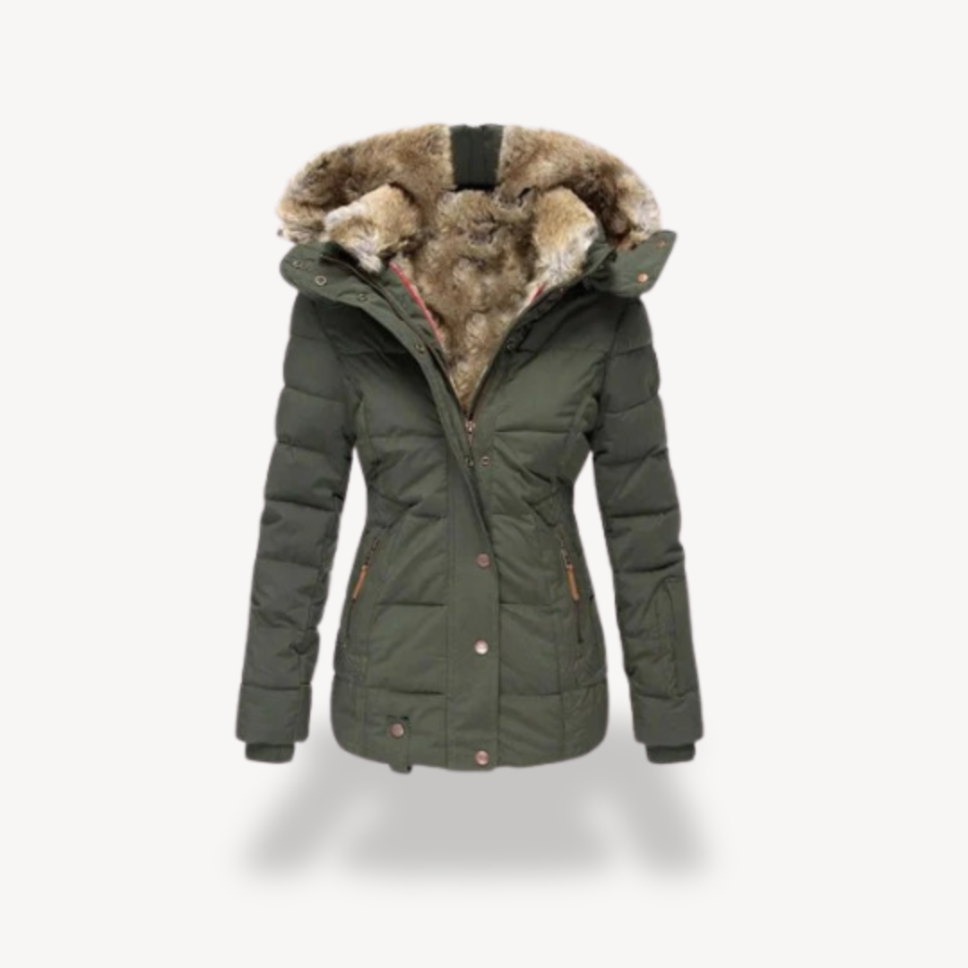 Heidi-Mode | Gepolsterte Faux-Fur Kapuzenjacke Damen