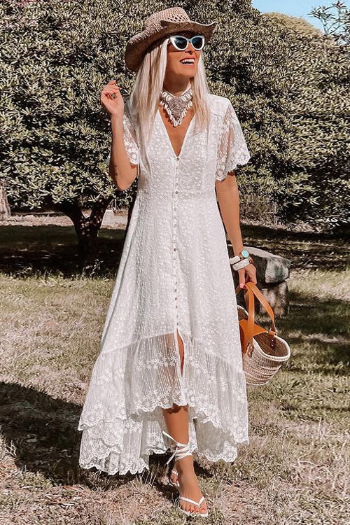 Heidi-Mode | Fabulous Phenomenon Blonde Bestickte Maxi Kleid