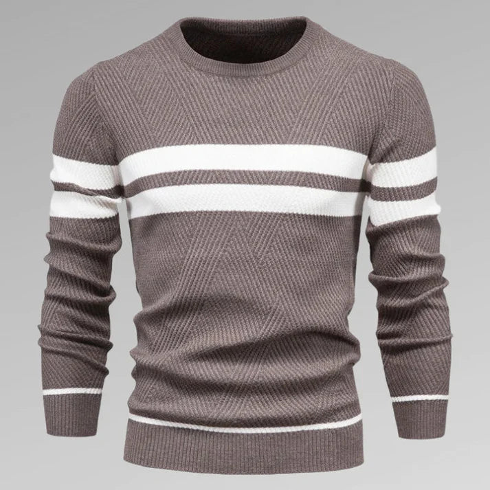 Heidi-Mode | Herren Gestreifter Strick Crew Neck Pullover