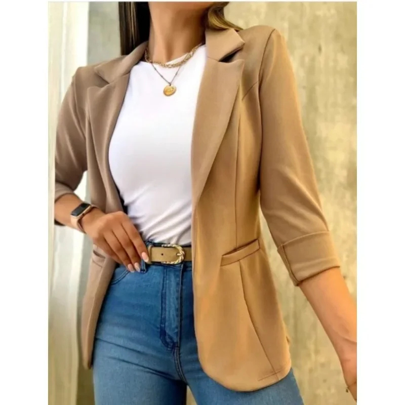 Heidi-Mode | Langer Damen Blazer mit Slim Fit und Aufgerollten Ärmeln