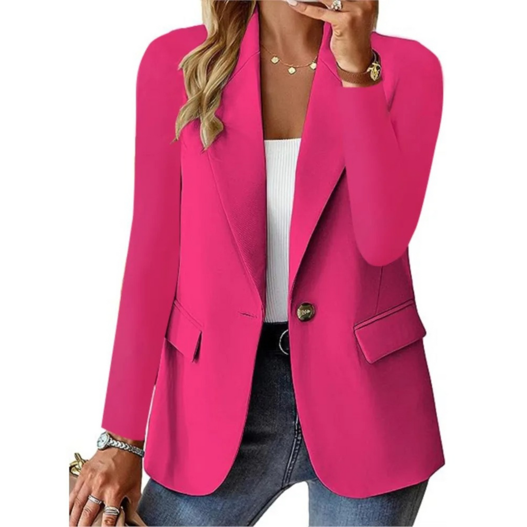 Heidi-Mode - Lässig Einfarbig Lange Ärmel Slim Tasche Schnalle Damen Blazer