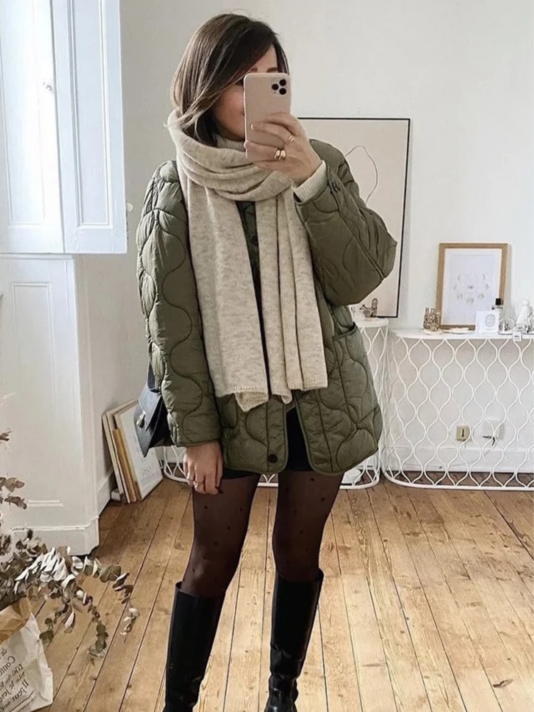 Heidi-Mode | Trendy Olivgrüne Oversized Steppjacke für einen stilvollen Look Ideal für Herbst/Winter