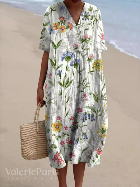 Heidi-Mode | Lässiges Kleid mit Floralem Druck aus Atmungsaktivem Baumwollstoff