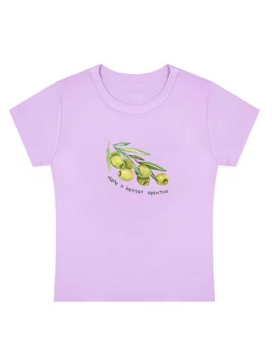 – Crop Top Shirts mit Olivenmuster