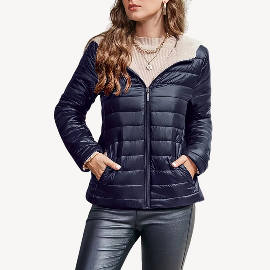 Heidi-Mode | Damen Pufferjacke mit Sherpa-Futter und Reißverschluss