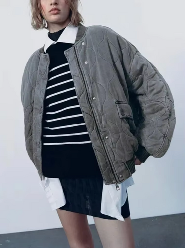 Baumwolljacke mit Rundhalsausschnitt