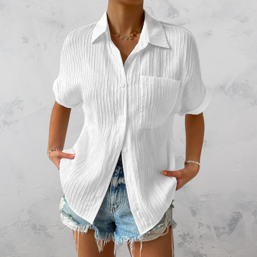 Heidi-Mode | Lässig Leichtgewicht Bluse mit Knopfverschluss für Damen