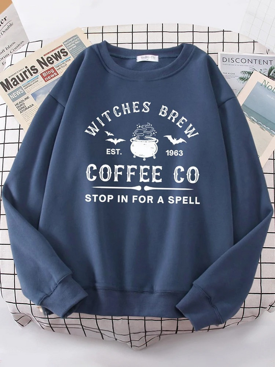Heidi-Mode | Lustiges Sweatshirt mit "witches Brew Coffee Co" Print Damen Pullover