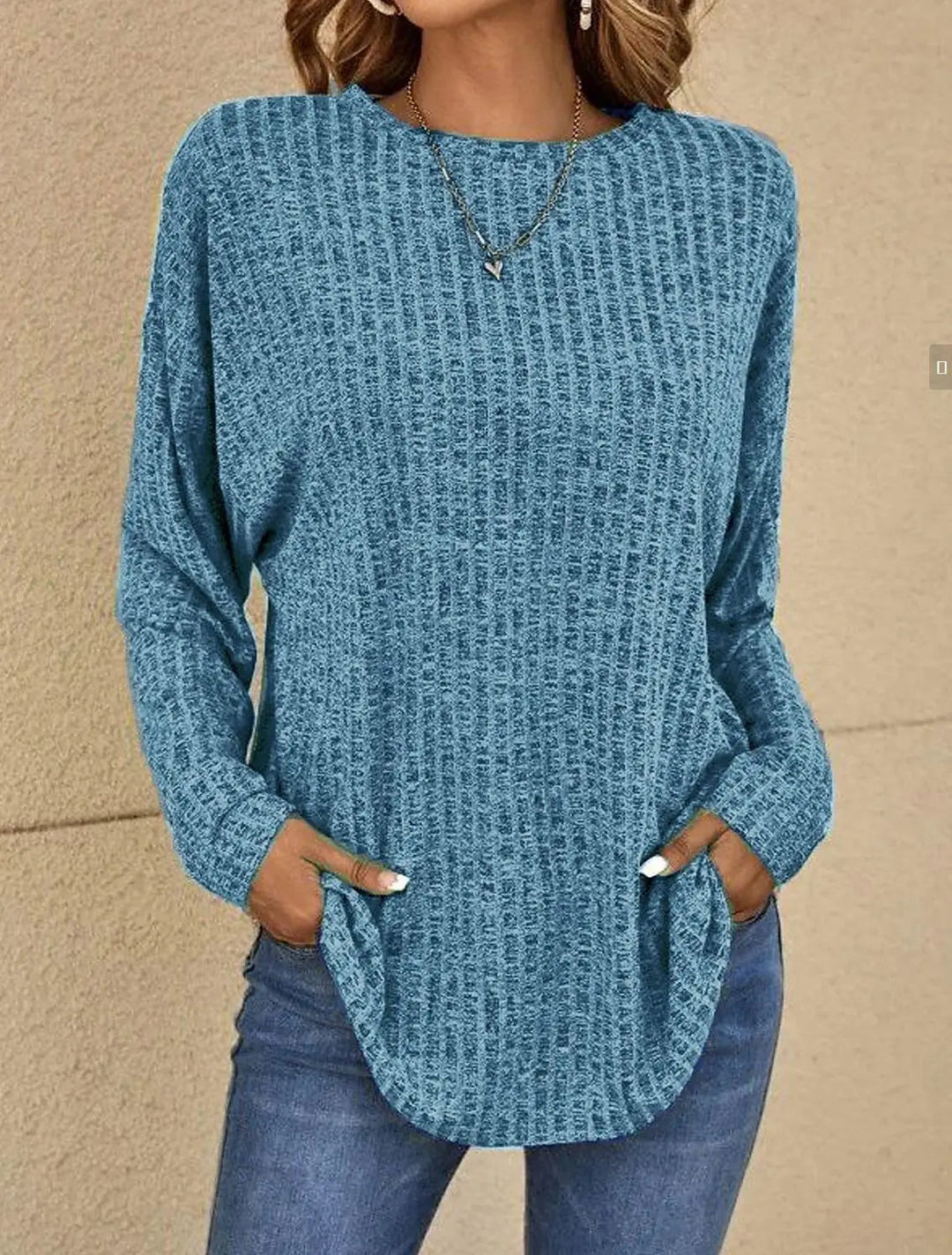 Damen Top dehnbar und bequeme Strick-T-Shirt Bluse