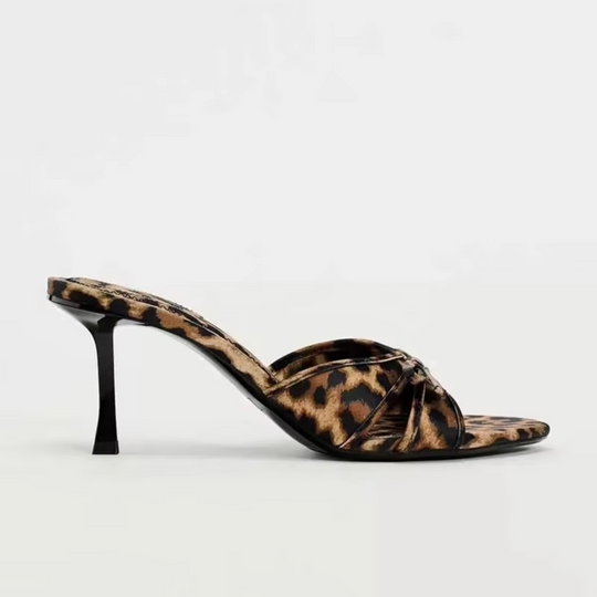 Heidi-Mode | High-Heeled Slippers mit Leopardenmuster