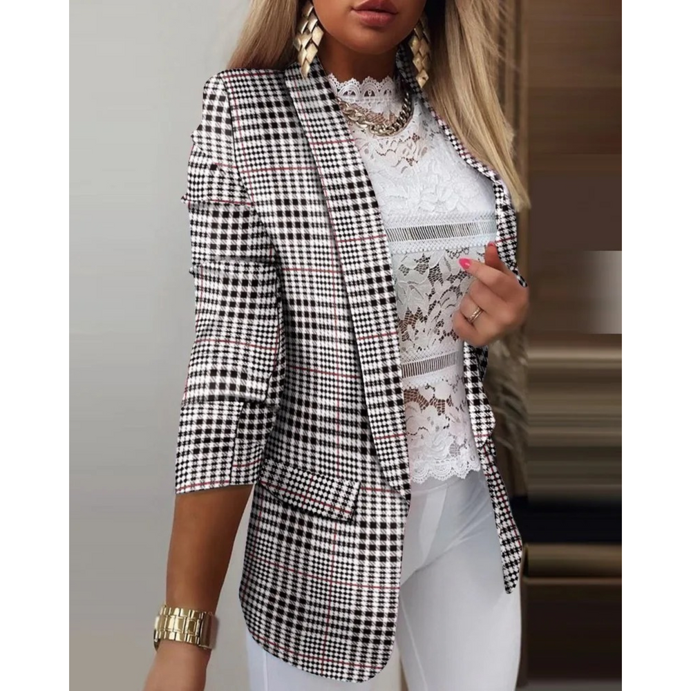 Heidi-Mode | Umlegekragen, Schmetterlingsdruck Damen Blazer