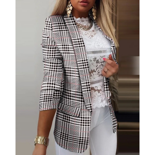 Heidi-Mode | Umlegekragen, Schmetterlingsdruck Damen Blazer