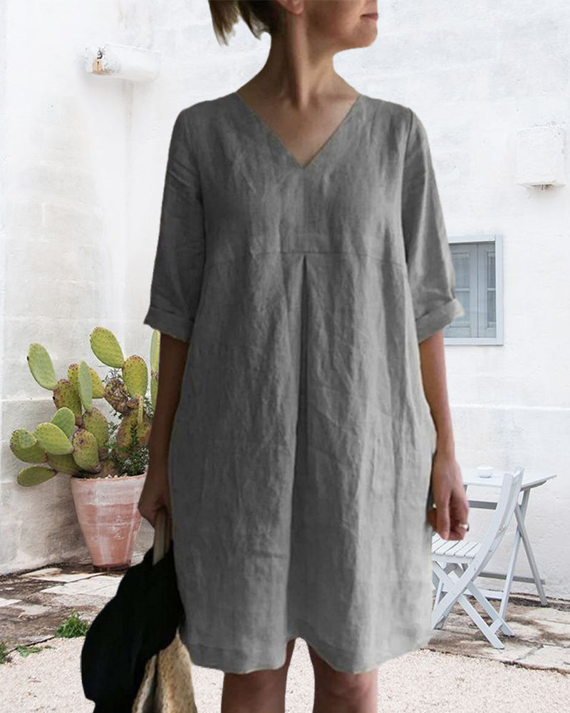 Heidi-Mode | Luftige Tunika Kleid mit V-Ausschnitt