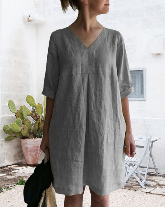 Heidi-Mode | Luftige Tunika Kleid mit V-Ausschnitt