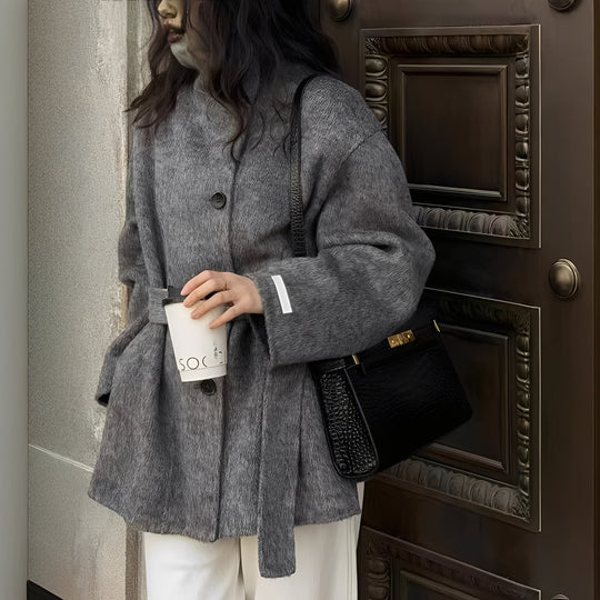 Heidi-Mode | Lockere doppelte Wollmantel für Frauen