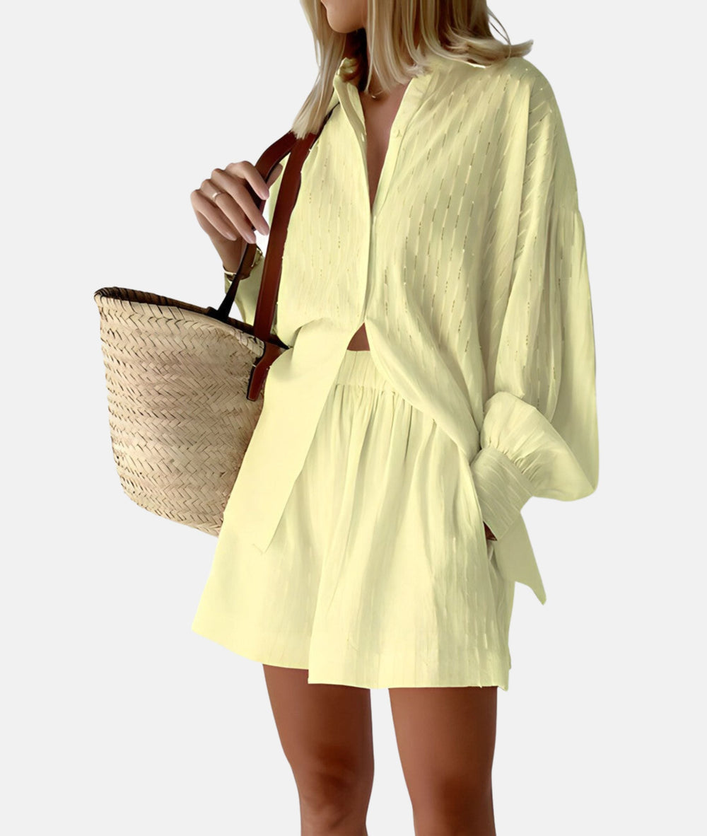 stoffen shirt en shortset