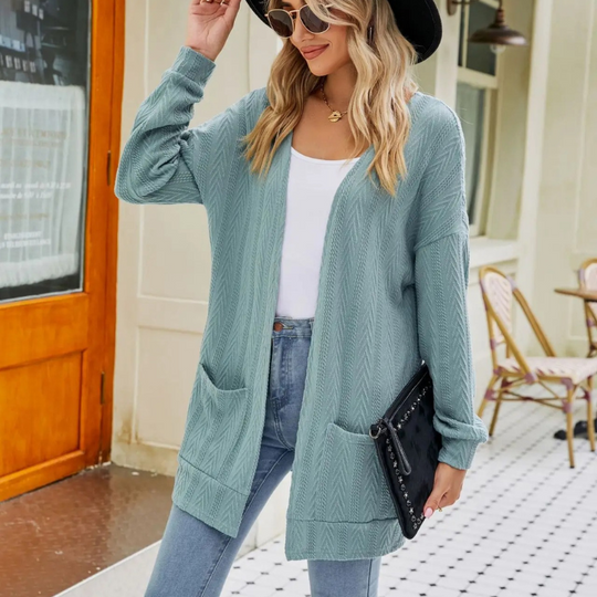 Heidi-Mode | Lange Strickjacken Damen Leichtgewicht Strickjacke mit Taschen