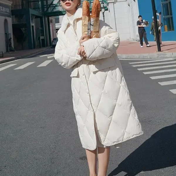 Heidi-Mode | Stylische Übergroße Steppjacke mit Pelzkragen und Knöpfen Ideal für Herbst/Winter