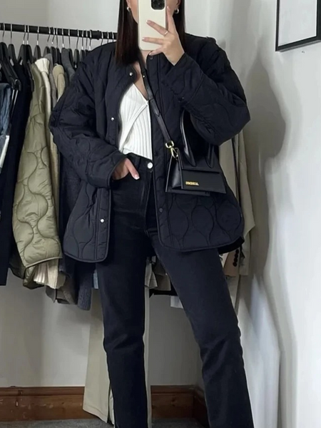 Heidi-Mode | Elegante Langarm-Steppjacke mit Ein-Knopf-Verschluss Ideal für Herbst/Winter