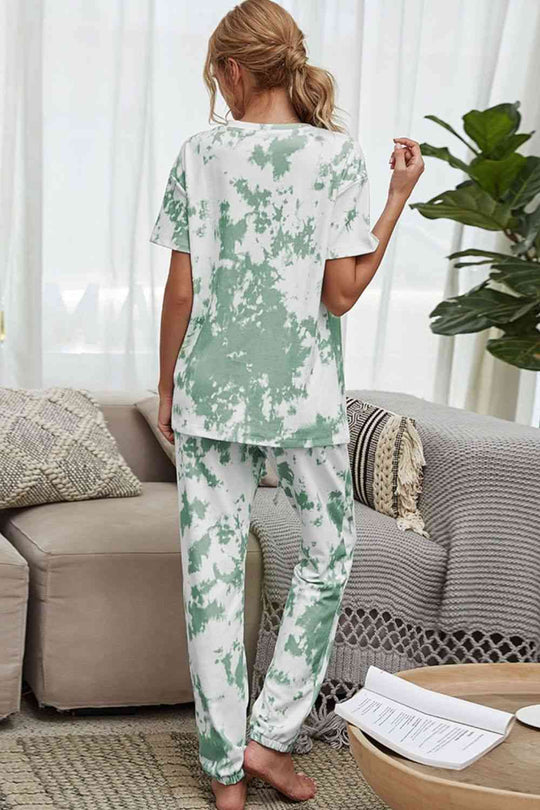 Heidi-Mode | Tie-Dye T-Shirt und Drawstring Taille Jogginghose Lounge Set