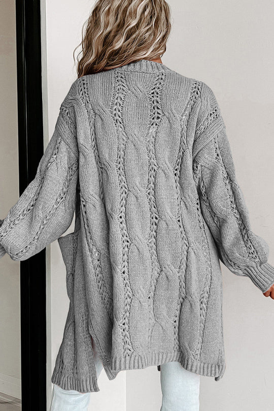 Heidi-Mode | Kabelstrick Fallendes Schulter Cardigan