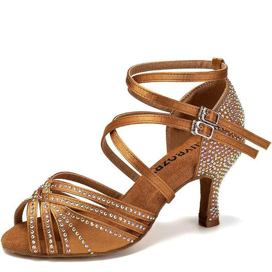 Heidi-Mode | Hot Drilling Lateinische Tanzschuhe Damen Mittelabsatz