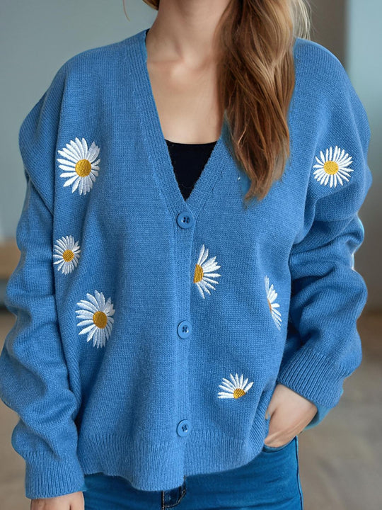 Heidi-Mode | Daisy Knopfverschluss V-Ausschnitt Strickjacke
