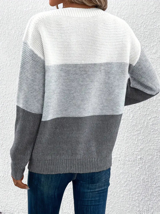 Heidi-Mode | Farbblock-Pullover mit Rundhalsausschnitt