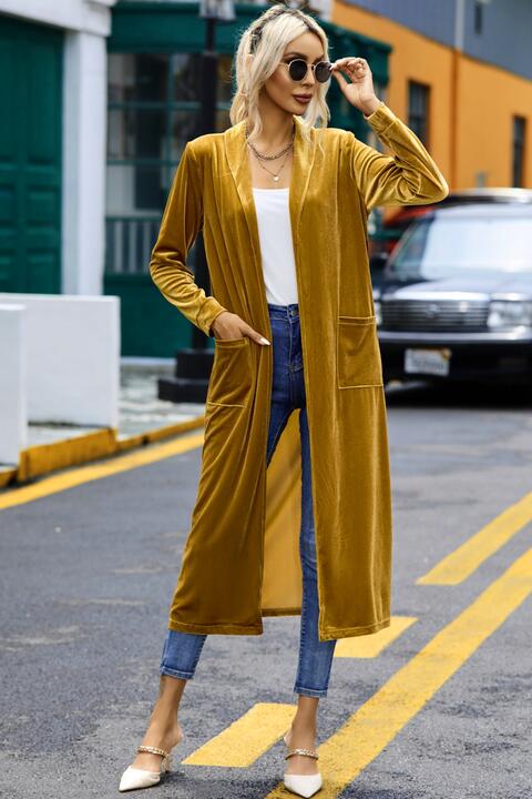 Heidi-Mode | Offene Front Lange Strickjacke mit Taschen
