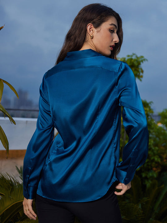Heidi-Mode | Damen Seiden Basis Militär Revers Hemd