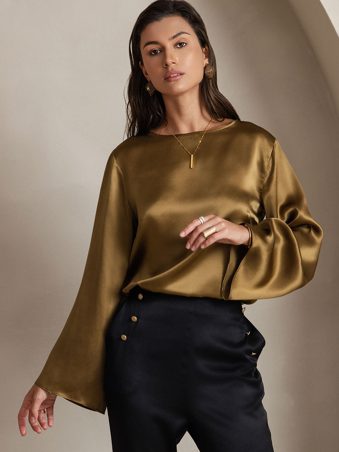 Heidi-Mode | Seiden Langarm Bluse