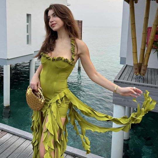 Heidi Mode | Sexy Ausschnitt unregelmäßig schlankes Kleid