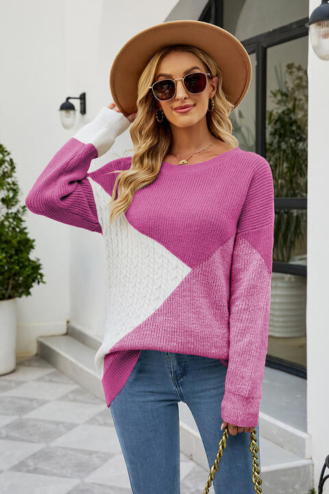 Heidi-Mode | Farbblock Rundhals Pullover