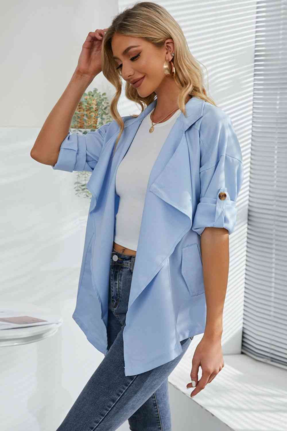 Heidi-Mode | Offene Front Drop Shoulder Trenchcoat