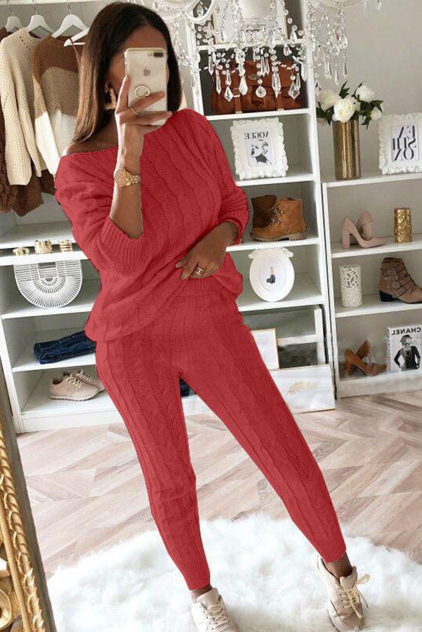 Heidi-Mode | Elevated Comfort Kabelpullover und Slim Fit Hosen Set