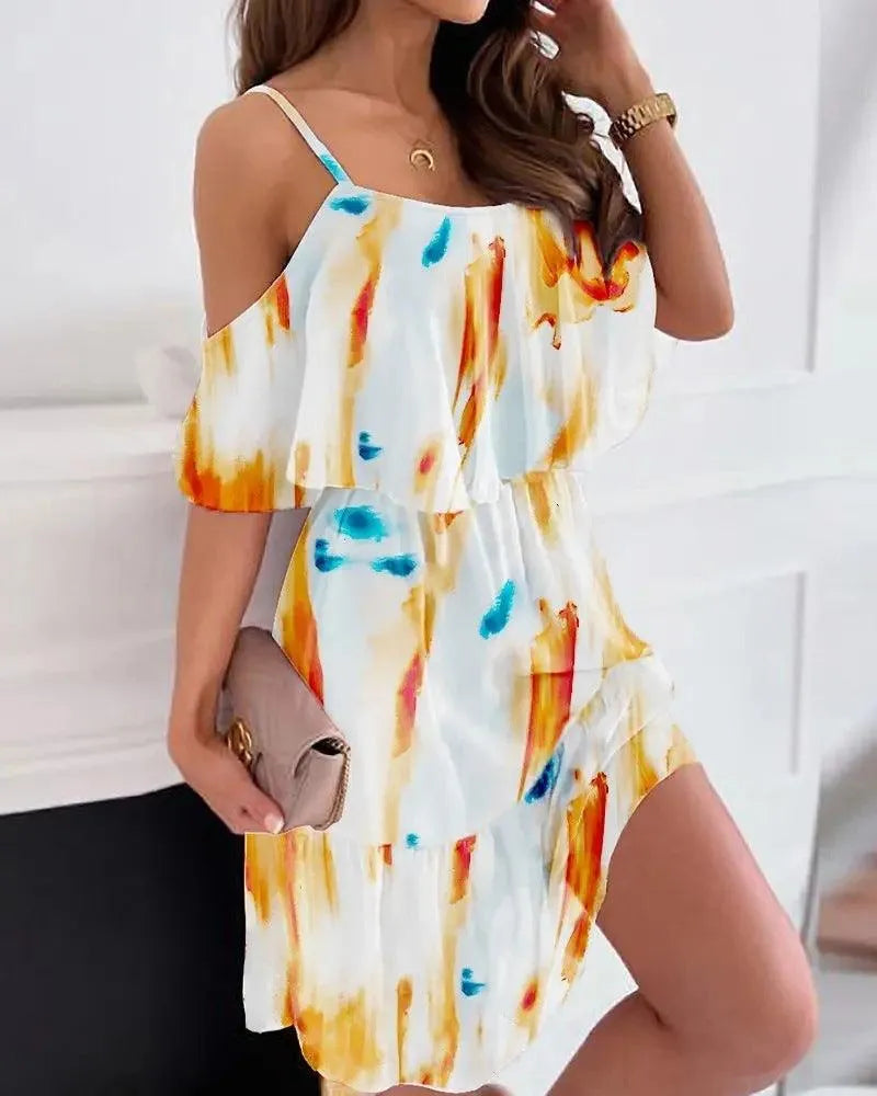 Heidi-Mode | Flower pattern summer dress with gathered straps