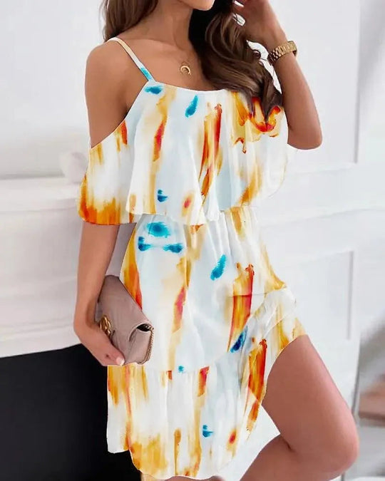 Heidi-Mode | Flower pattern summer dress with gathered straps