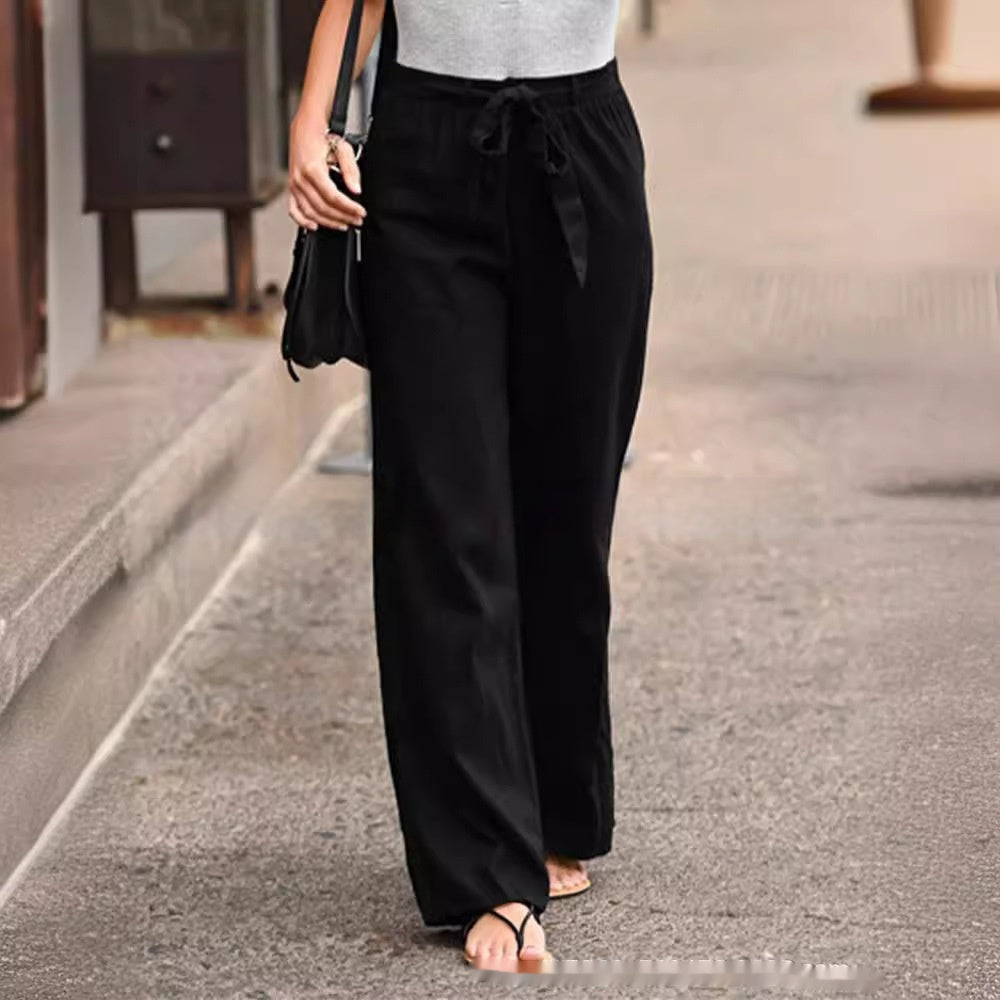 Heidi-Mode | Damen Bequeme Hose aus Baumwolle und Leinen In Unifarben