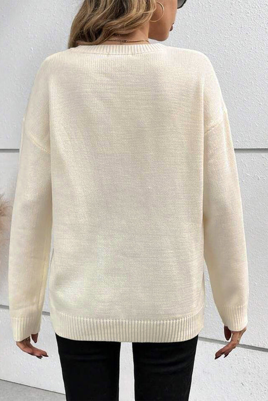 Boo Strickmuster Gerippter Rand Drop Shoulder Pullover