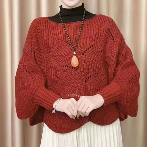 Grobstrickpullover mit Laternenärmeln und Anhänger