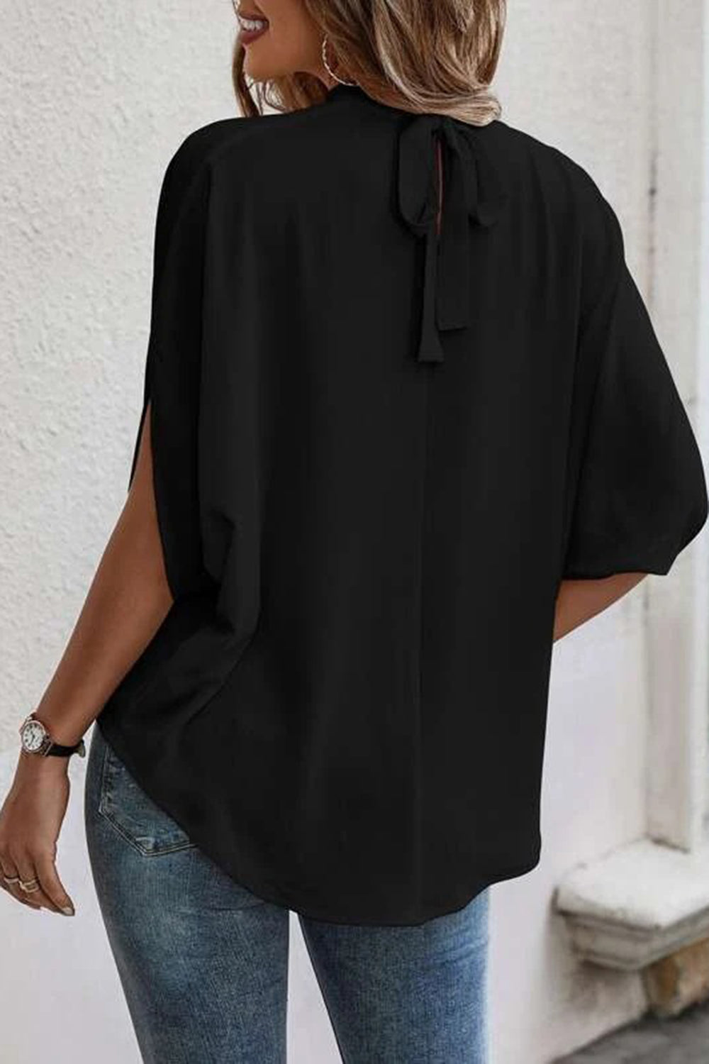 Heidi-Mode | Bindeback Schlitz Halbarm Bluse