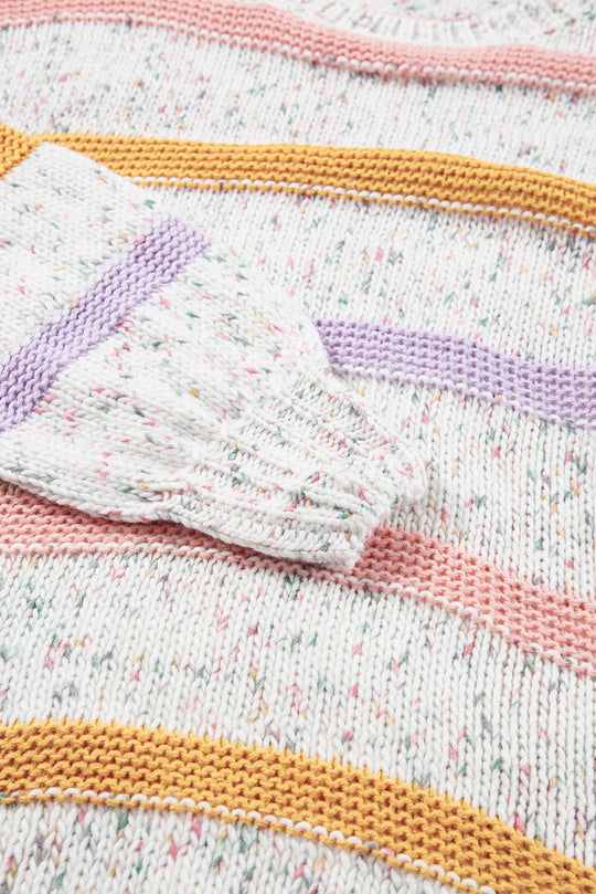 Heidi-Mode | Kontraststreifen Rundhals Fallende Schulter Pullover