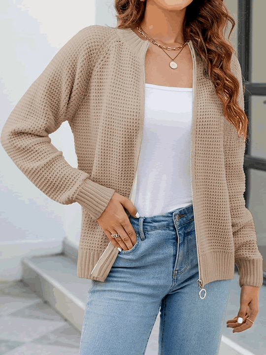 Damen Casual Cardigan mit Reißverschluss