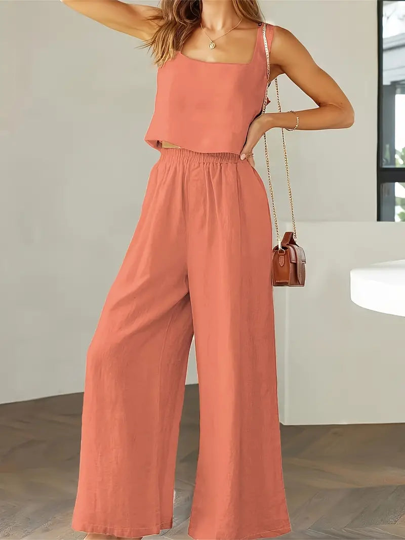 Heidi-Mode | Top Ohne Ärmel Im Lässigen Stil und Weite Hosen