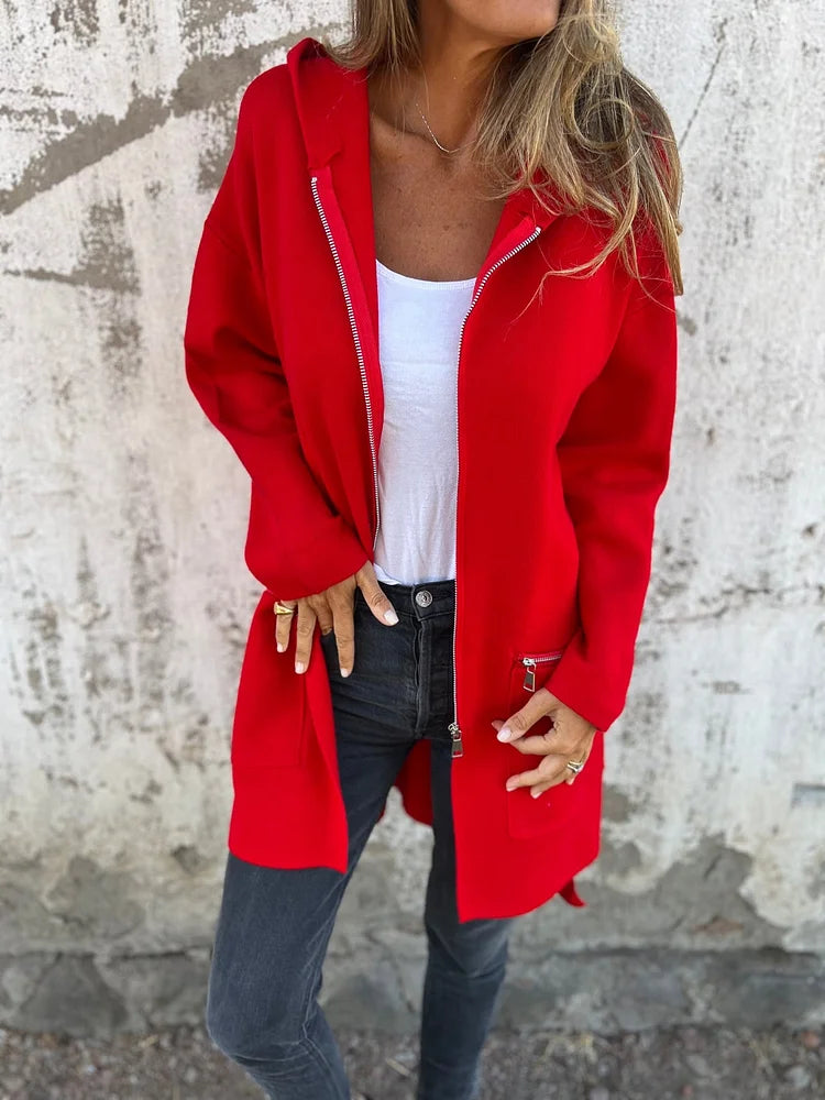 Heidi-Mode | Rundhals-Reißverschluss Langarm Freizeitjacke