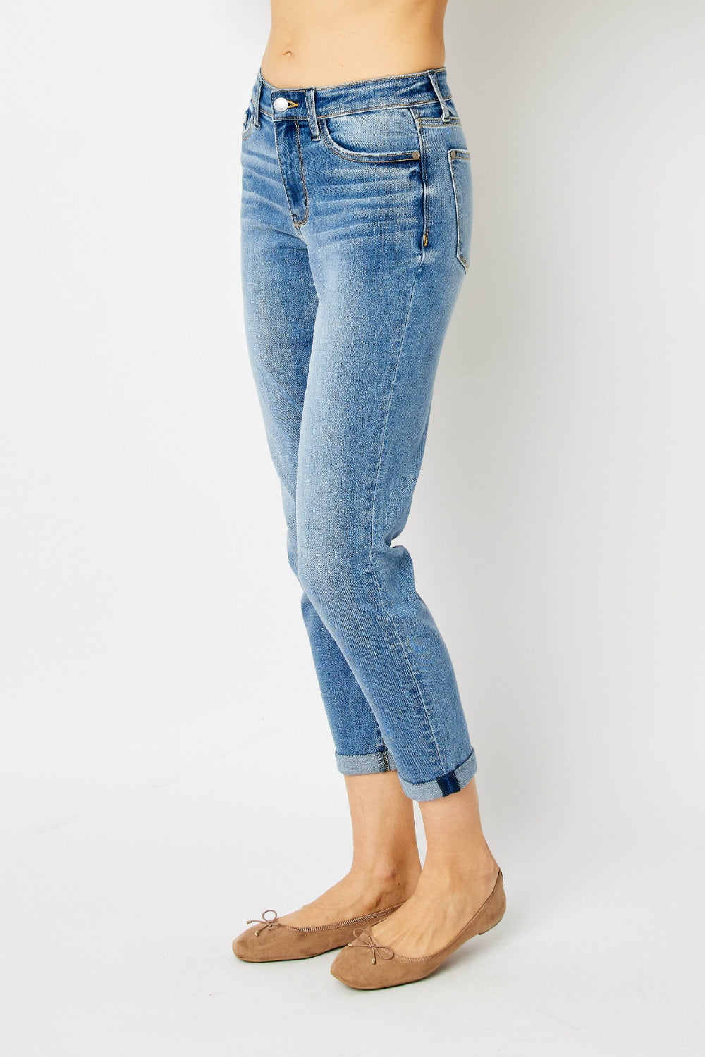 Heidi-Mode | Judy Blue Vollgröße Umschlag Saum Slim Jeans